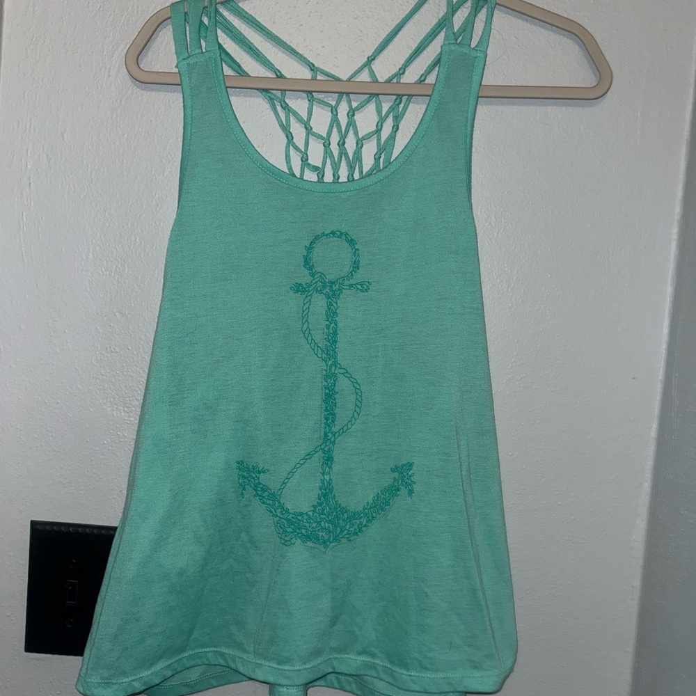 Lagaci Teal Anchor Tank Top